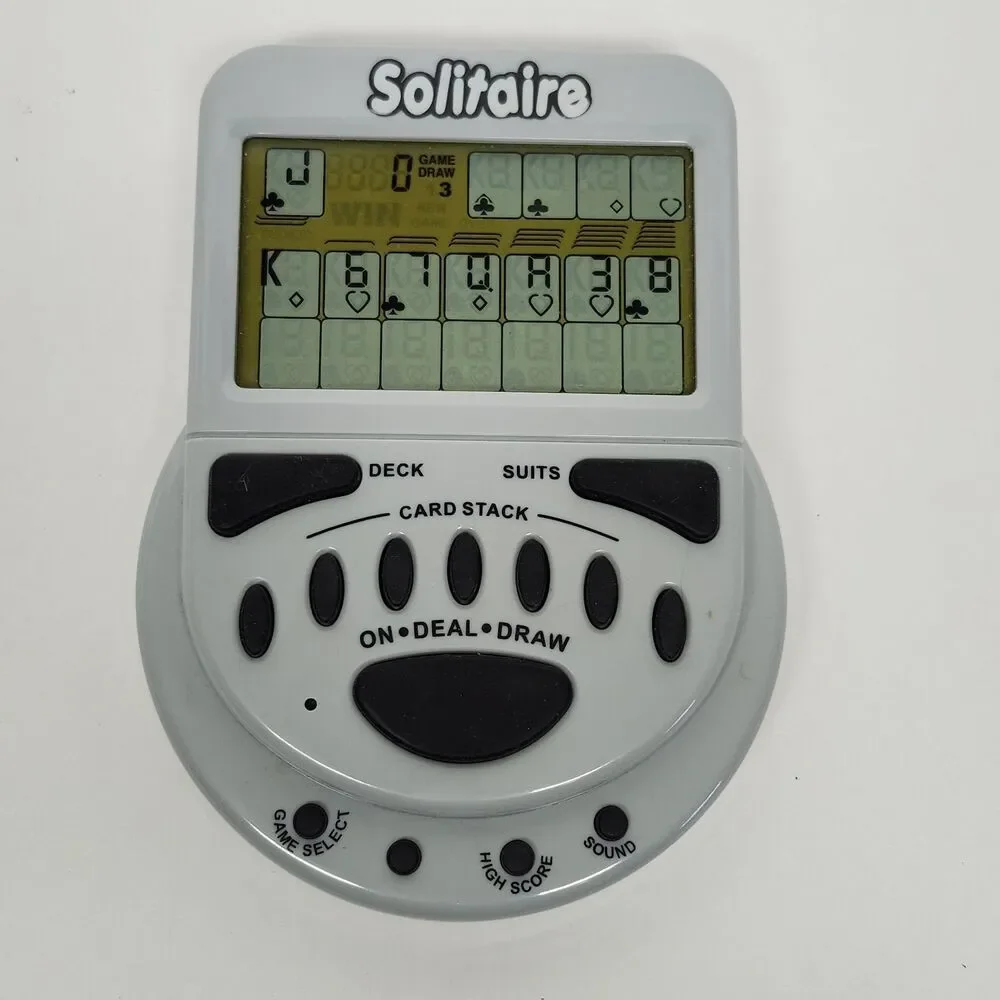 Vintage Solitaire Handheld Electronic Game Gray Portable Travel Single Player